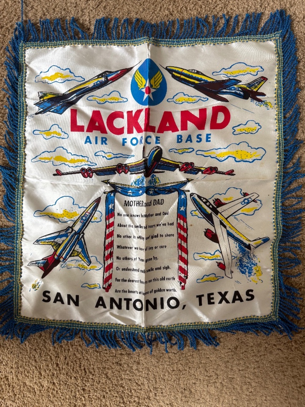 LACKLAND AIR FORCE BASE SAN ANTONIO, TEXAS MOTHER AND DAD PILLOW SHAM / COVER
